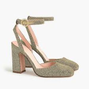Amazing J.crew Vicky Ankle Strap Lurex Gold Pumps